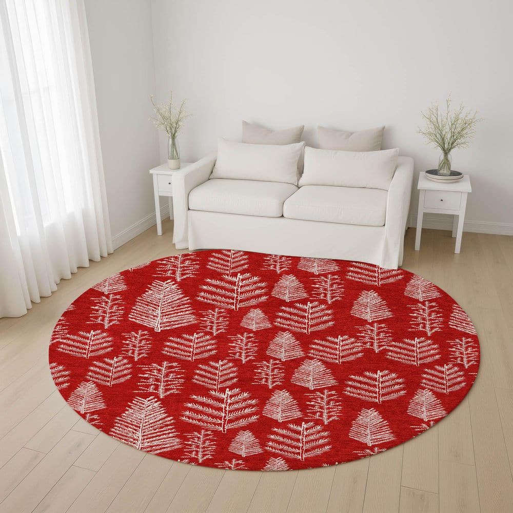 Mayfield Premium Machine Washable Abstract AMF1813 Red 8 ft. x 8 ft. Round Rug price history on PriceWatchPro