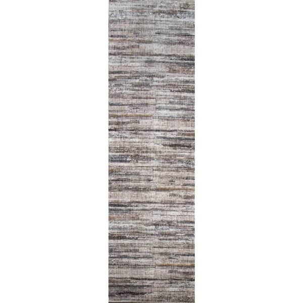 BASHIAN Montrose Cream/Grey 3 ft. x 8 ft. (2 ft. 6 in. x 8 ft.) Abstract Contemporary Runner Rug