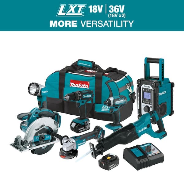 Makita 18V 3.0Ah LXT Lithium Ion Cordless Combo Kit 7 Piece XT704 The Home Depot