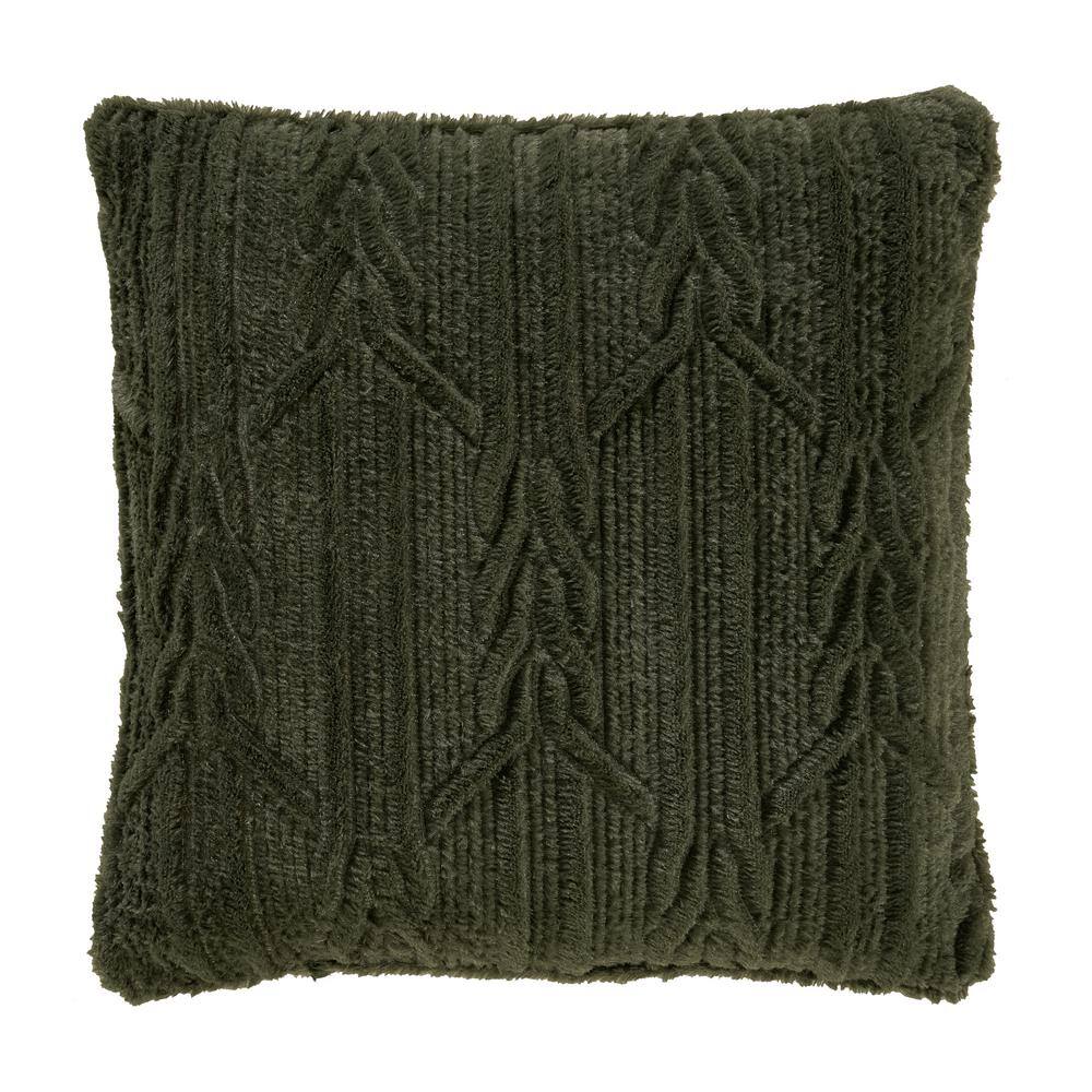 Caress Evergreen Polyester 20 in. Square Decorative 20 in. x 20 in. Throw P