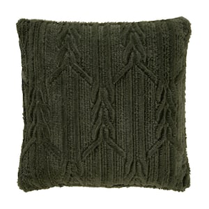 Caress Evergreen Polyester 20 in. Square Decorative 20 in. x 20 in. Throw Pillow