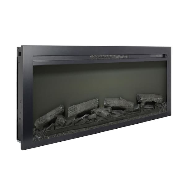 44 in. 1400-Watt Black 5000 BTU Recessed Electric Fireplace Utility Convection Infrared Space Heater with Remote