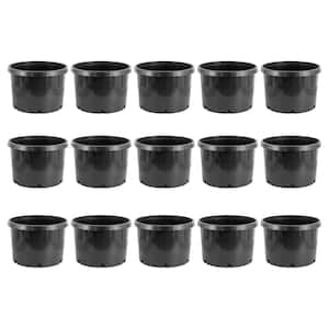 18 in. W x 18 in. H 10 Gallon Premium Plastic Nursery Planter Garden Grow Pots, Black (Set of 15)