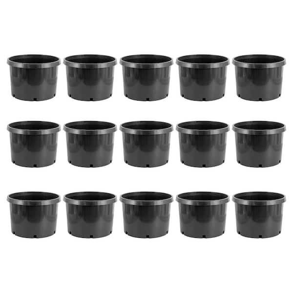 Unbranded 18 in. W x 18 in. H 10 Gallon Premium Plastic Nursery Planter Garden Grow Pots, Black (Set of 15)