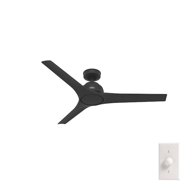 Hunter Gallegos 52 in. Matte Black Indoor/Outdoor Ceiling Fan with Wall Control Included For Patios or Bedrooms