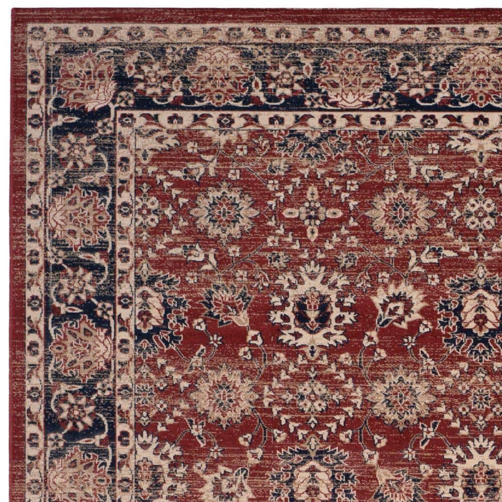 Handmade Ivory and Rust Rectangular 8' x 10' Synthetic Rug