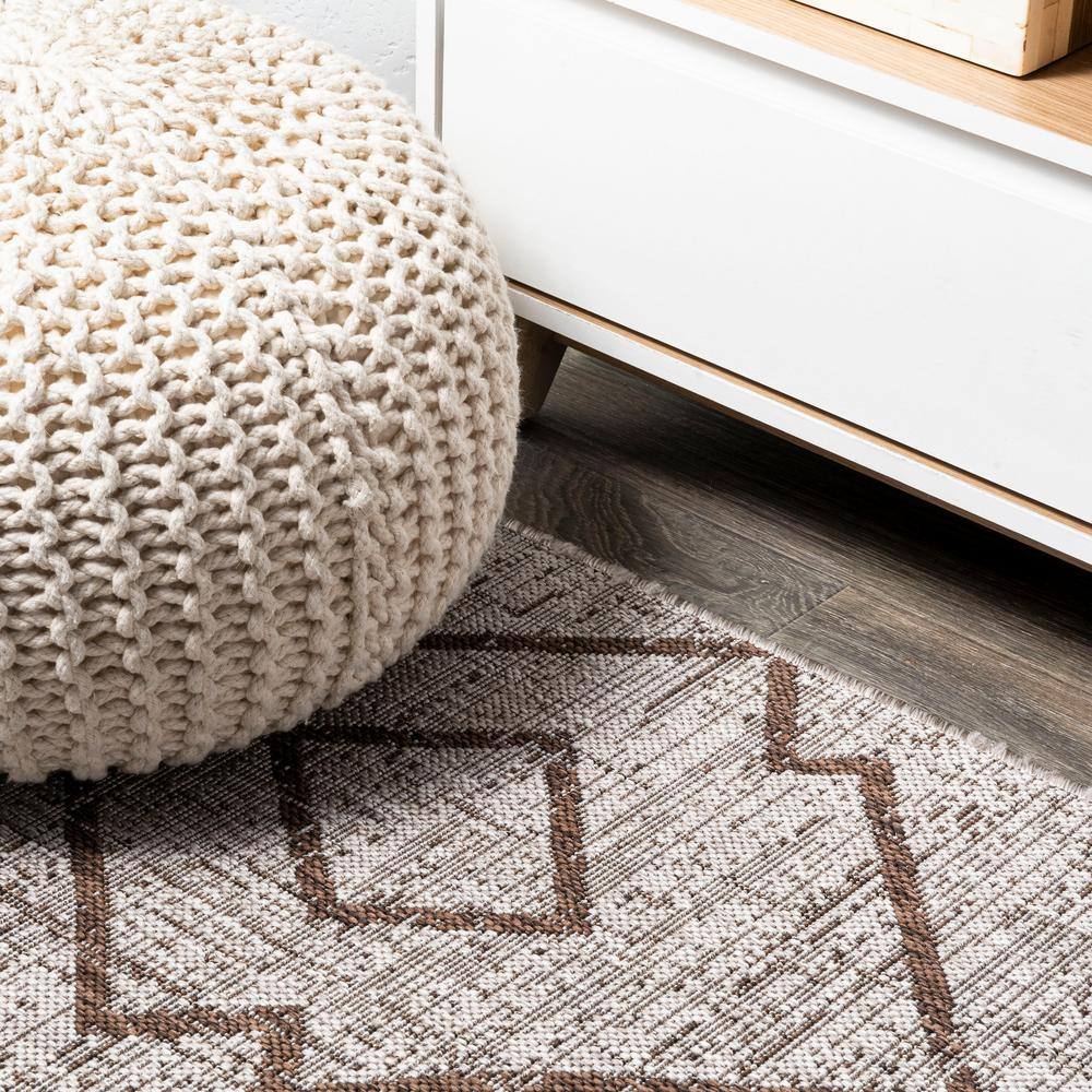 Carwa Handmade Trellis Beige/Brown Synthetic Area Rug - 2x10