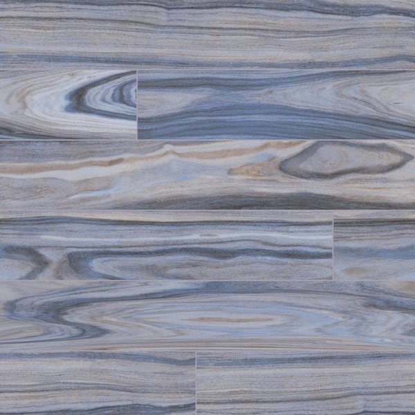 Dellano Exotic Blue 8 in. x 48 in. Polished Porcelain Wood Look Floor and Wall Tile (10.68 sq. ft./Case)