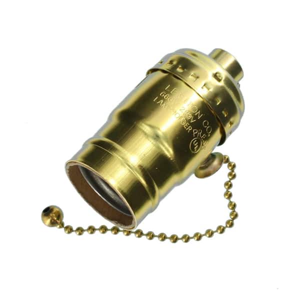 Brass Leviton 3 Way Pull Chain Lamp Socket with Set Screws 