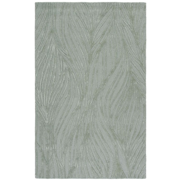 Glamour 4 ft. x 6 ft. Sage Green Solid Color Swirl Area Rug