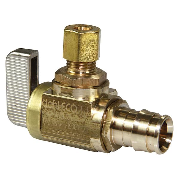 ProPEX 1/2 in. PEX-A Expansion Barb x 1/4 in. OD Compression Lead-Free Brass Angle Ice Maker Box Valve