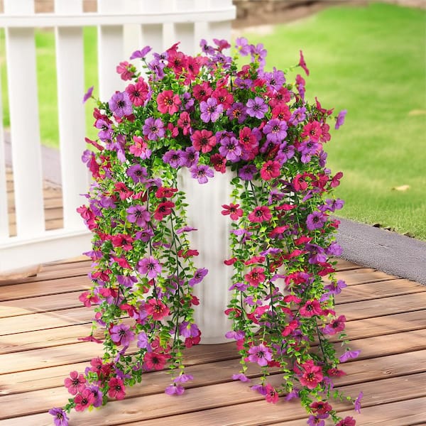 Afoxsos 22in. Purple Outdoor Artificial Hanging Daisy Flower