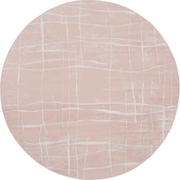 Nourison Whimsicle Pink Ivory 8 ft. x 8 ft. Abstract Contemporary Round Area Rug