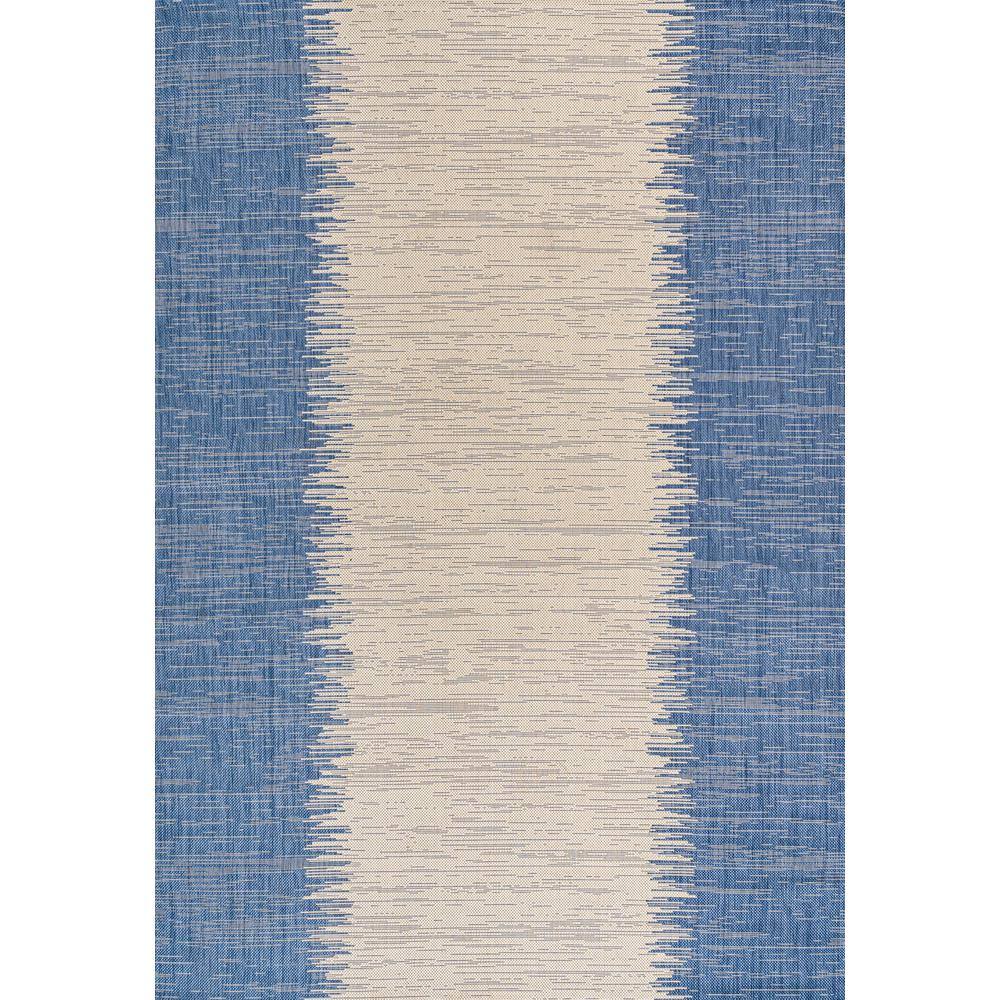 Coastal Stripe Denim Blue and Beige 8' x 10' Synthetic Area Rug