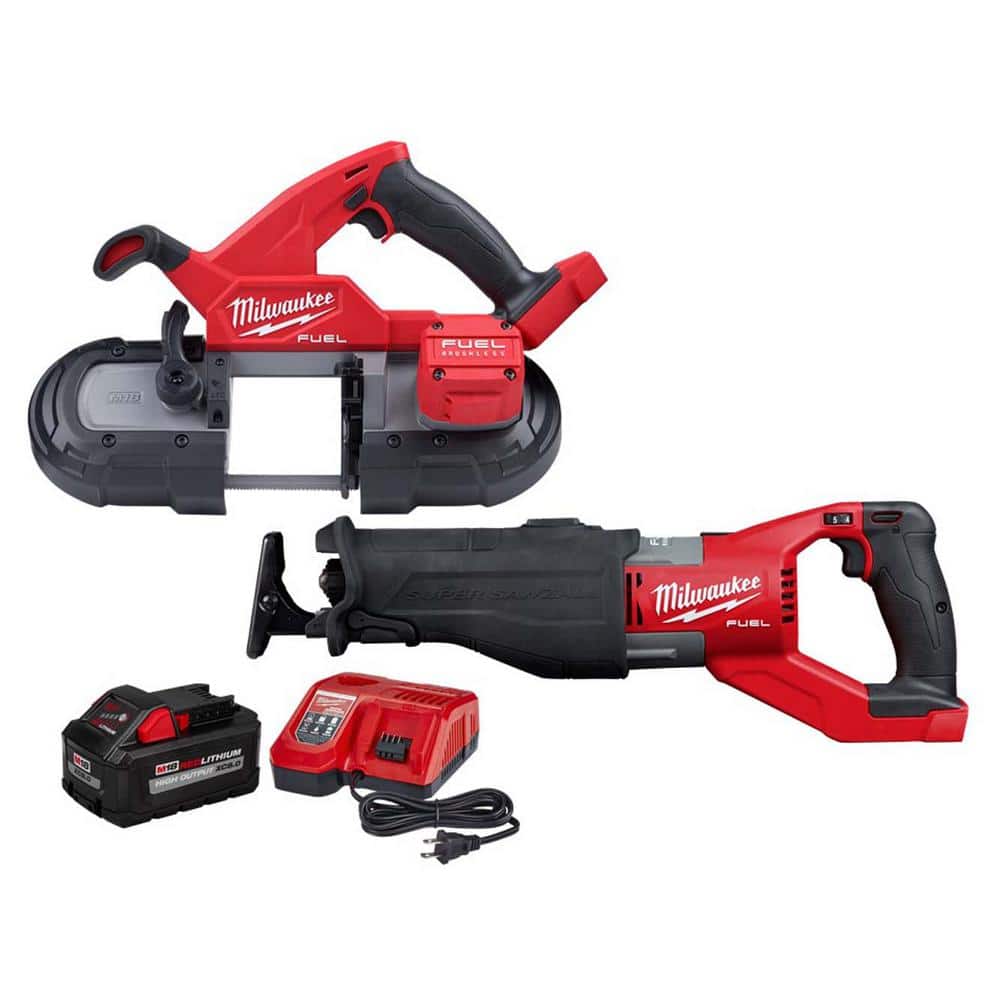 Milwaukee M18 FUEL 18V Lithium-Ion Brushless Cordless Compact Bandsaw  w/SAWZALL  8.0ah Starter Kit 2829-20-2722-20-48-59-1880 The Home Depot