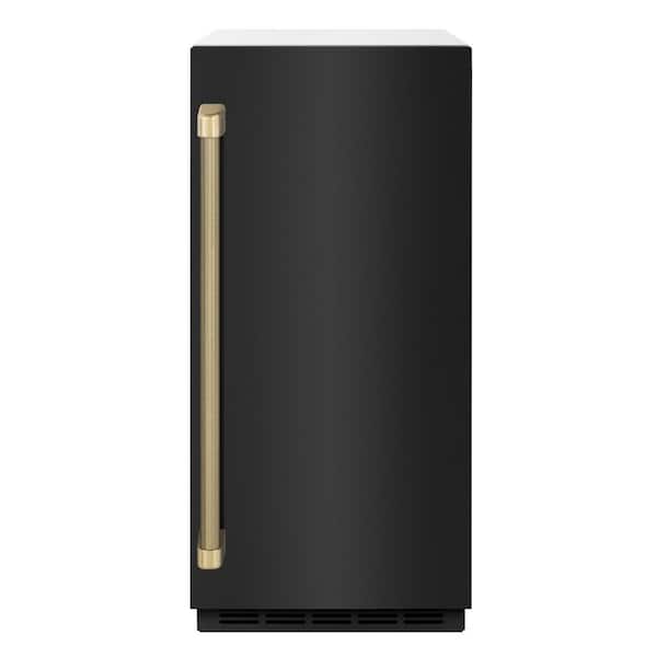 Autograph Edition 15 in. Touchstone Gourmet Ice Maker with Black Stainless Steel Door and Champagne Bronze Helix Handle