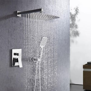 Single-Handle 1-Spray Oval Shower Head Pressure Balance Shower Faucet in Polished Chrome (Valve Included)