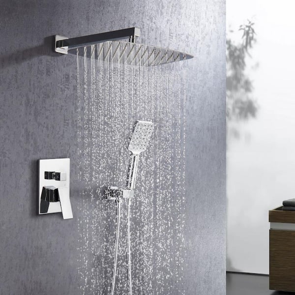Single-Handle 1-Spray Oval Shower Head Pressure Balance Shower Faucet in Polished Chrome (Valve Included)
