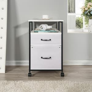 Nightstand with 2-Drawer and Shelf, Side Table for Bedroom-White