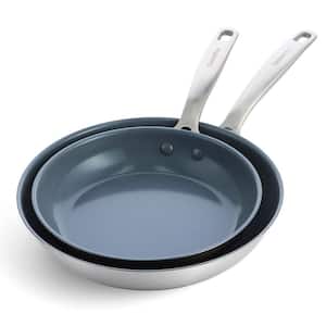 Treviso 2-Piece 9.5 in. and 11 in. Stainless Steel Healthy Ceramic Nonstick Frying Pan Skillet Set
