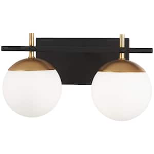 Alluria 2-Light Weathered Black with Autumn Gold Accents Bath Light