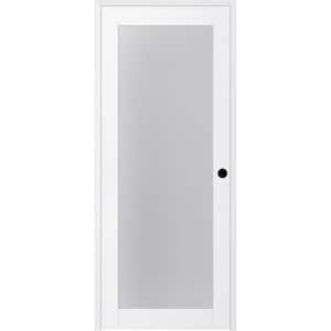 Paola 18 in. x 80 in. Left-Handed 1-Lite Frosted Glass Solid Core Bianco Noble Wood Single Prehung Interior Door