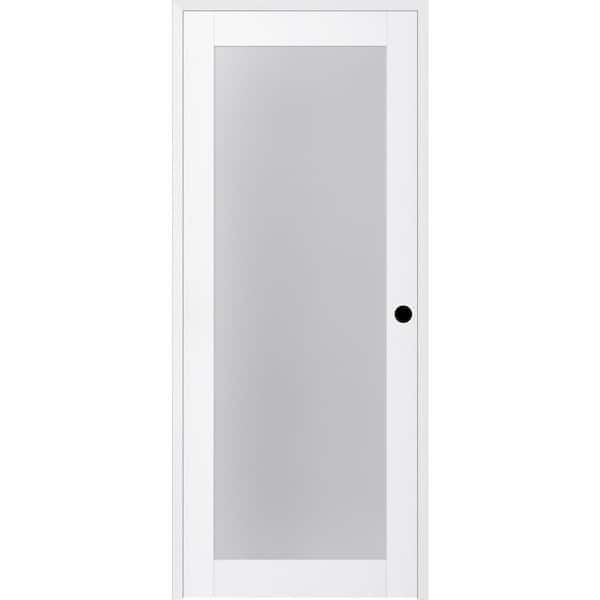 Belldinni Paola 18 in. x 80 in. Left-Handed 1-Lite Frosted Glass Solid Core Bianco Noble Wood Single Prehung Interior Door