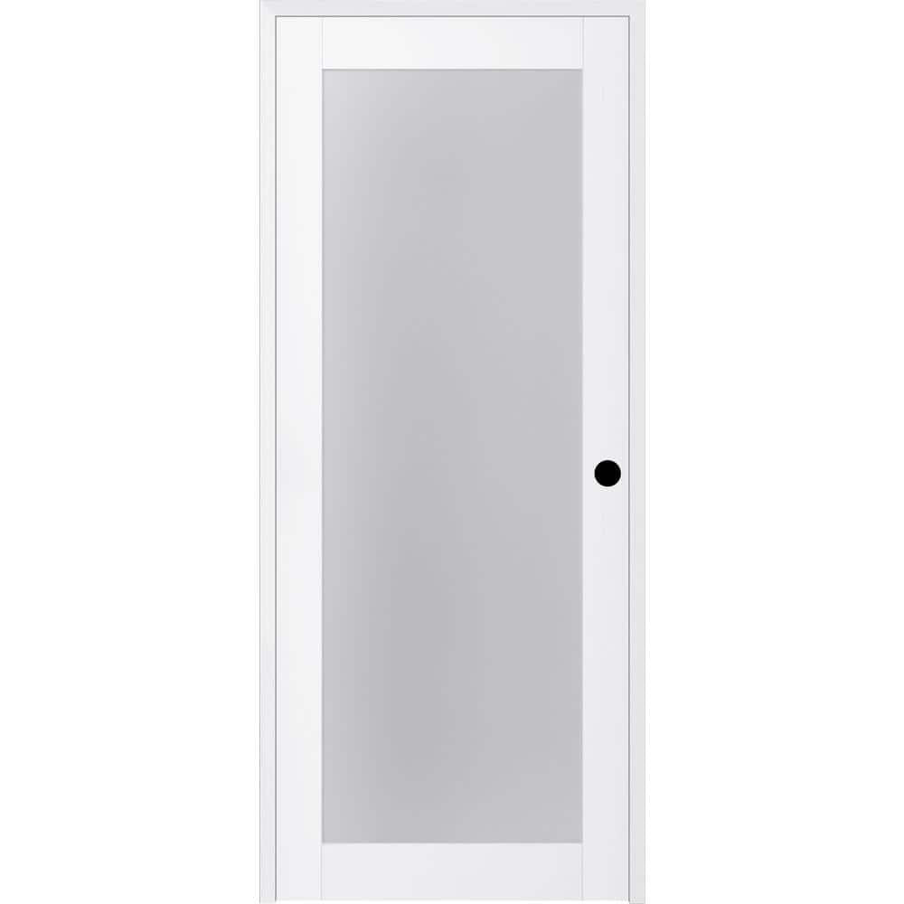 Belldinni Paola 28 in. x 80 in. Left-Handed 1-Lite Frosted Glass Solid ...