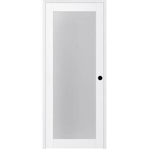 Paola 32 in. x 80 in. Left-Handed 1-Lite Frosted Glass Solid Core Bianco Noble Wood Single Prehung Interior Door