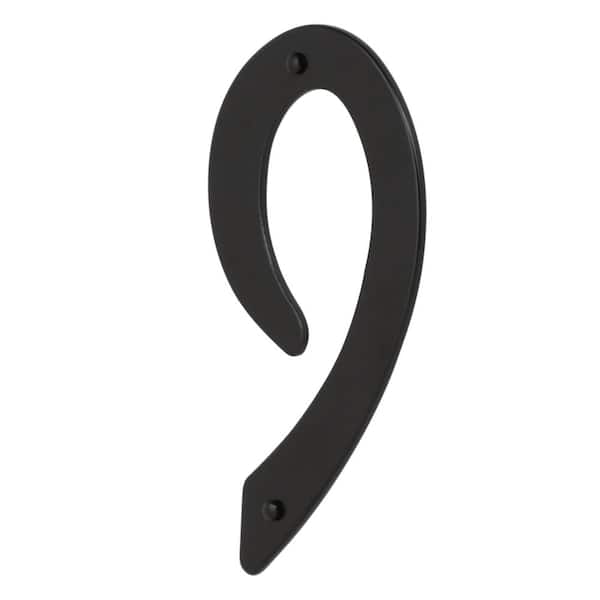 Everbilt 4 in. Black Nail-On Aluminum House Number 9