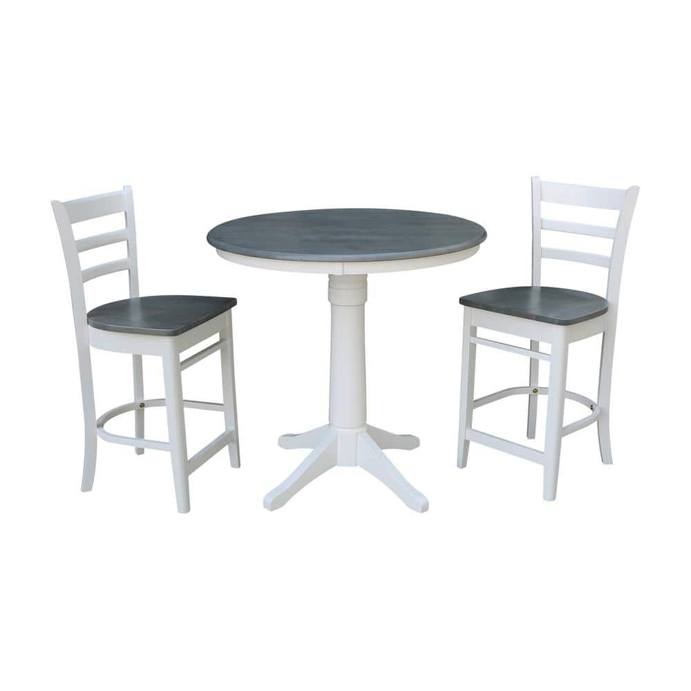 International Concepts 36 in. Round Pedestal White/Heather Gray Solid ...