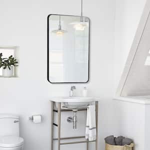 32 in. W x 24 in. H Rectangular Aluminum Framed Wall Bathroom Vanity Mirror in Black