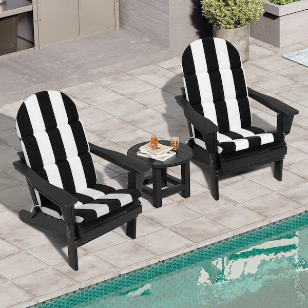 Unbranded 2-Piece Outdoor Adirondack Chair Cushion 20 x 20 x 30 in. High Back Rocking Chair Cushions in Black and White