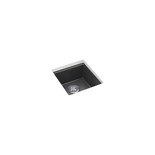 Billings Granite Composite 18 in. Undermount Bar Sink With Accessories in Matte Graphite