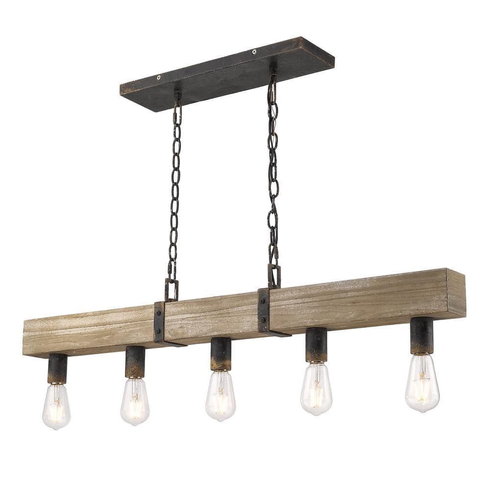 Golden Garrett Rustic Black Iron Linear Island Pendant
