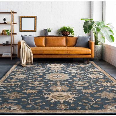Gilgamesh Navy 8 ft. x 10 ft. Oval Indoor Area Rug