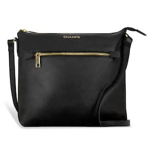 Champs Gala Collection Black Leather Cross-Body Tote Bag