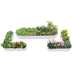 81 in. x 81 in. x18 in. Antique White Outdoor Metal Raised Garden Bed for Vegetables Set of 3