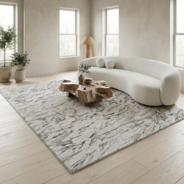 Sonnet Marbre 6 ft. x 9 ft. Grey-Black Abstract Indoor Area Rug