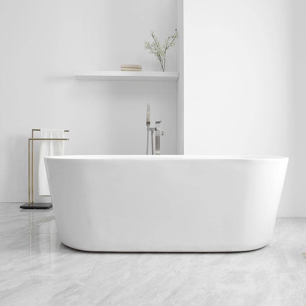 Brushed Nickel Freestanding Waterfall Tub Faucet with Hand Shower