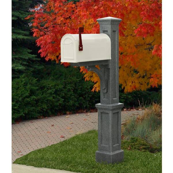 Mayne Newport Plus Plastic Mailbox Post, Granite