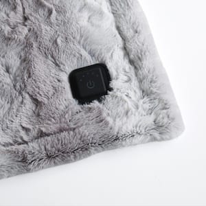 Marselle Grey 50 in. x 64 in. Faux Fur Heated Wrap with Built-In Controller