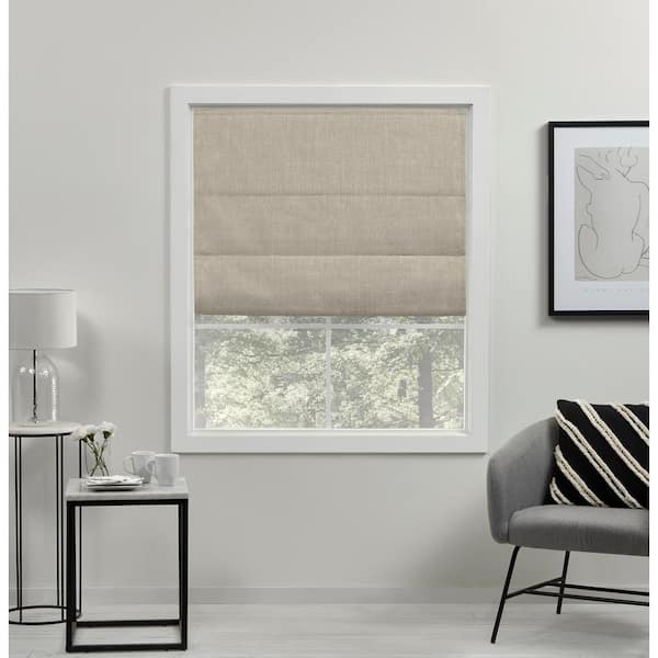 Photo 1 of Acadia Natural Cordless Total Blackout Roman Shade 34 in. W x 64 in. L