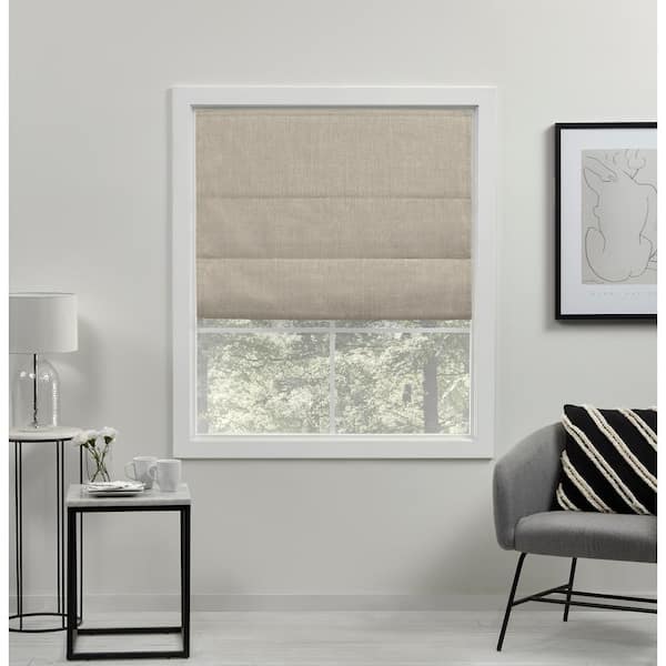 EXCLUSIVE HOME Acadia Natural Cordless Total Blackout Roman Shade 23 in. W x 64 in. L