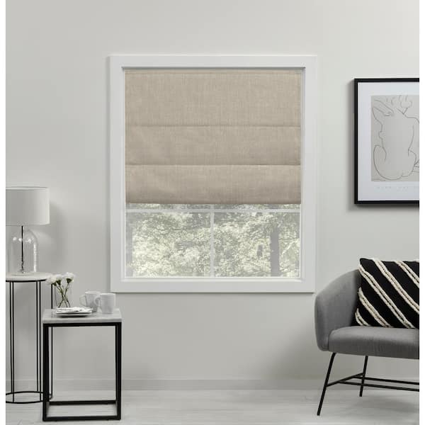 EXCLUSIVE HOME Acadia Natural Cordless Total Blackout Roman Shade 27 in. W x 64 in. L