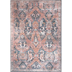 Luana Faded Persian Machine Washable Rust Doormat 3 ft. x 5 ft. Accent Rug
