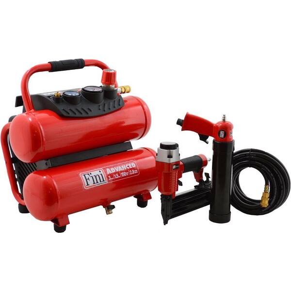 Fini PRO-3 1.5 HP 3 Gal. 150 PSI Portable Electric Twin Stack Air Compressor with 2 Tool Combo Kit