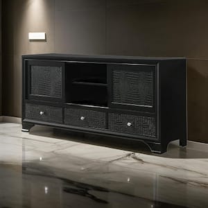 Black TV Stand Fits TVs up to 61.87 to 66.87 in. with 3-Drawers, 2-Shelves and 2 Cabinets