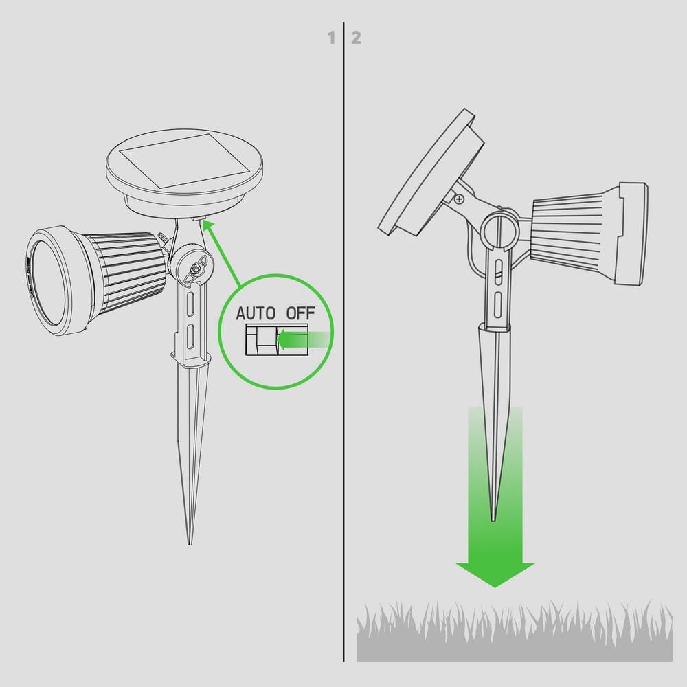 Black Aluminum Solar LED Landscape Spotlight