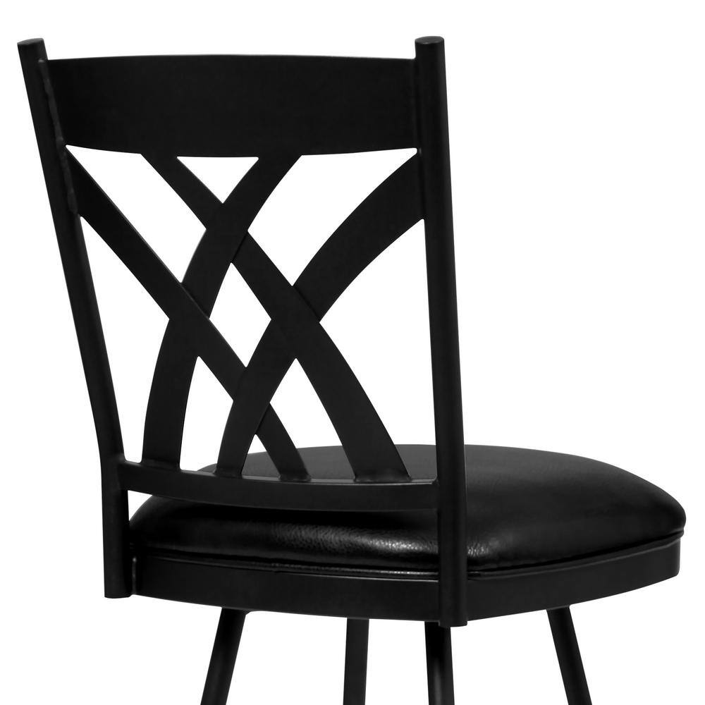 26" Black Faux Leather Metal Swivel Counter Stool
